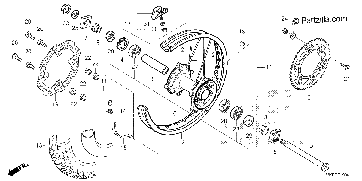 Diagrama de REAR WHEEL