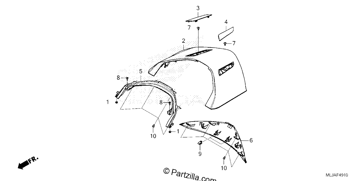 Diagrama de REAR CENTER TOP COVER