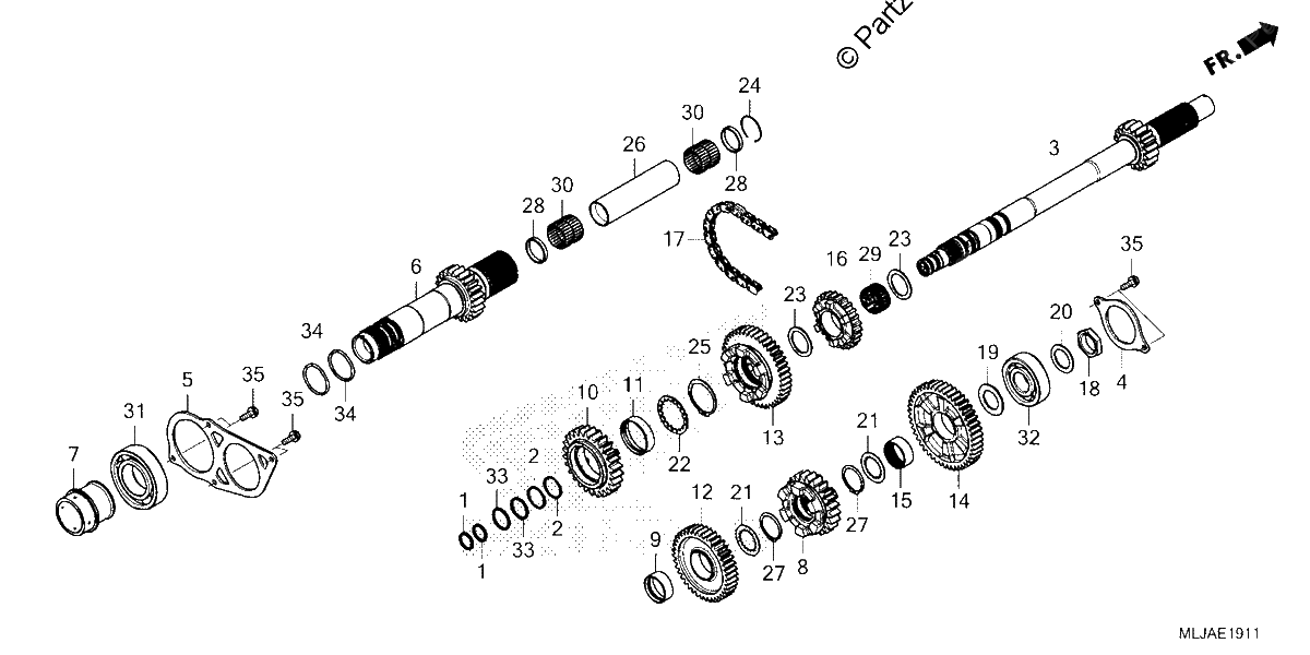 Diagrama de TRANSMISSION MAINSHAFT DCT
