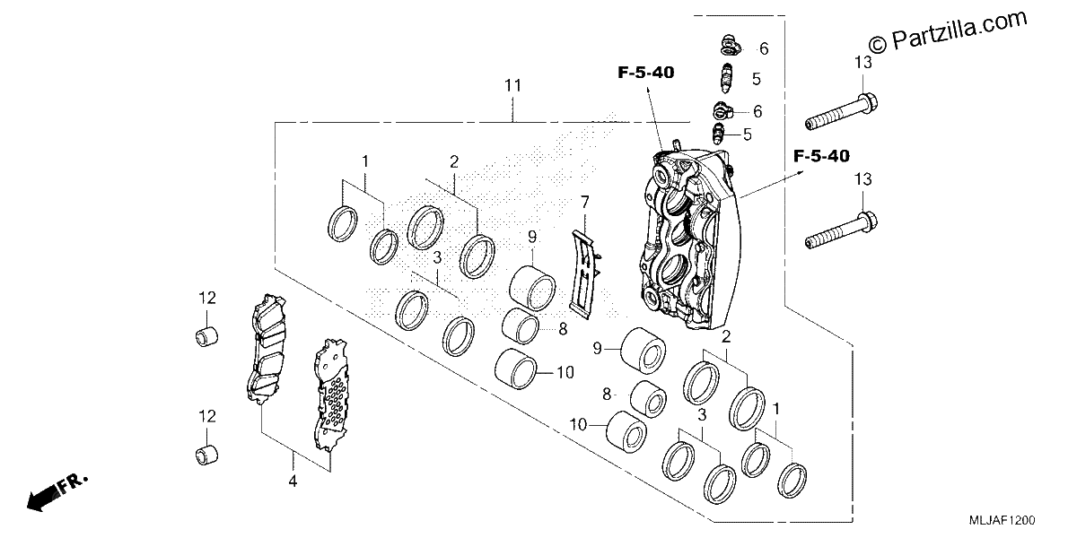 Diagrama de RIGHT FRONT BRAKE CALIPER