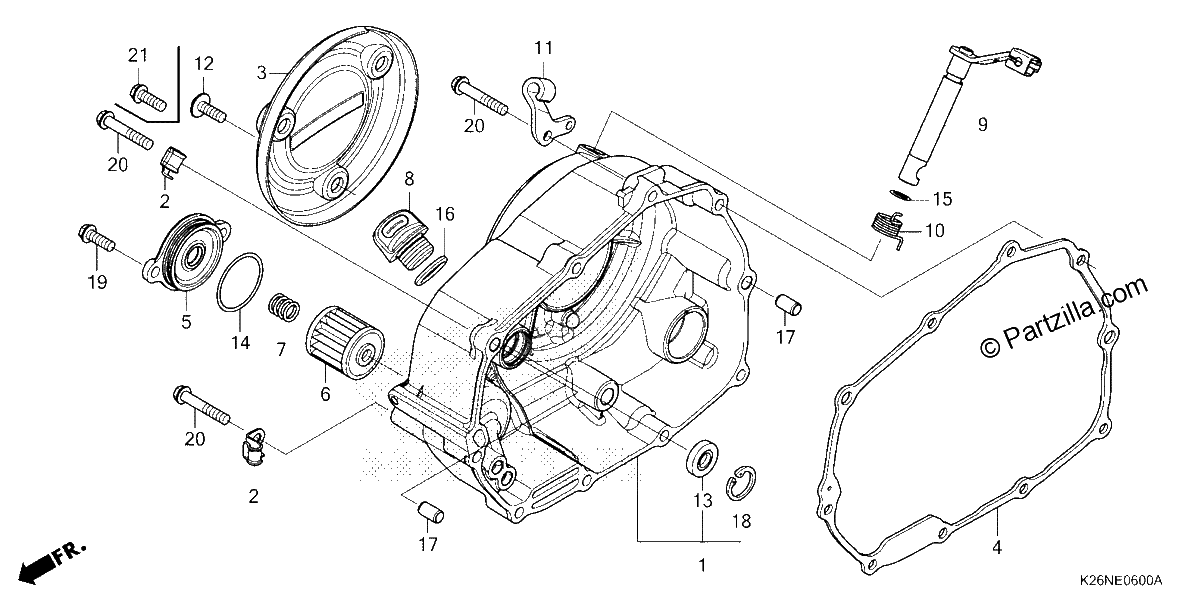 Diagrama de RIGHT CRANKCASE COVER