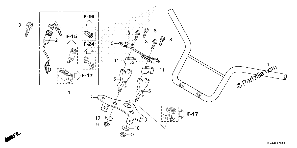 Diagrama de HANDLEBAR KEY SET