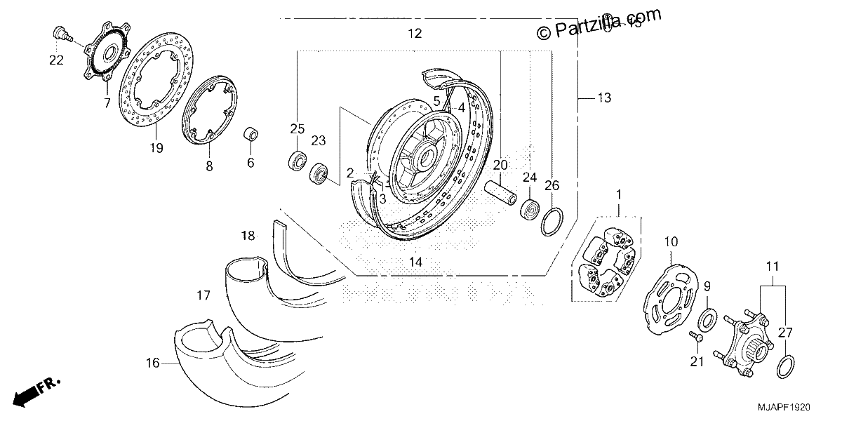 Diagrama de REAR WHEEL DISK BRAKE