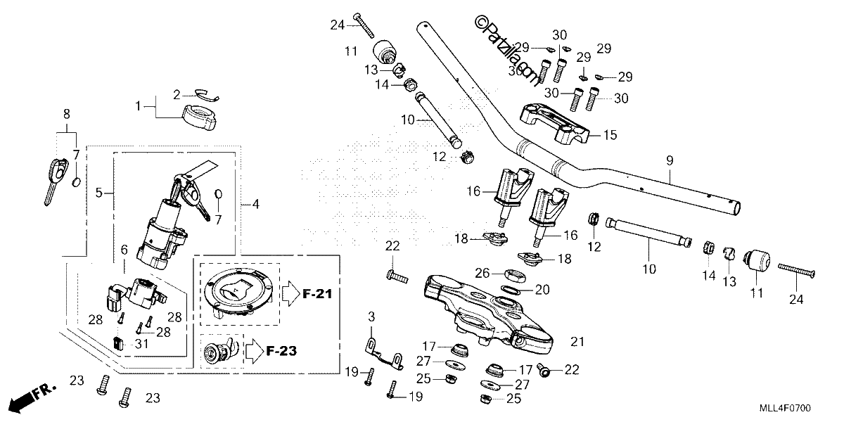 Diagrama de HANDLEBAR TOP BRIDGE
