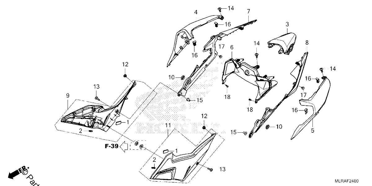 Diagrama de SIDE COVER REAR COWL