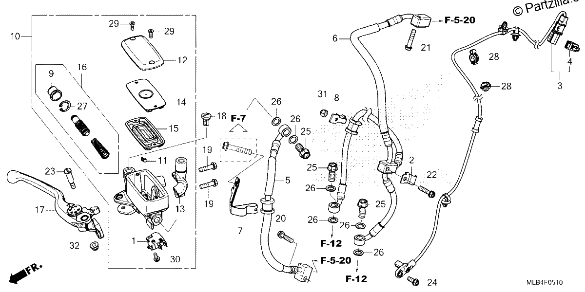 Diagrama de FRONT BRAKE MASTER CYLINDER