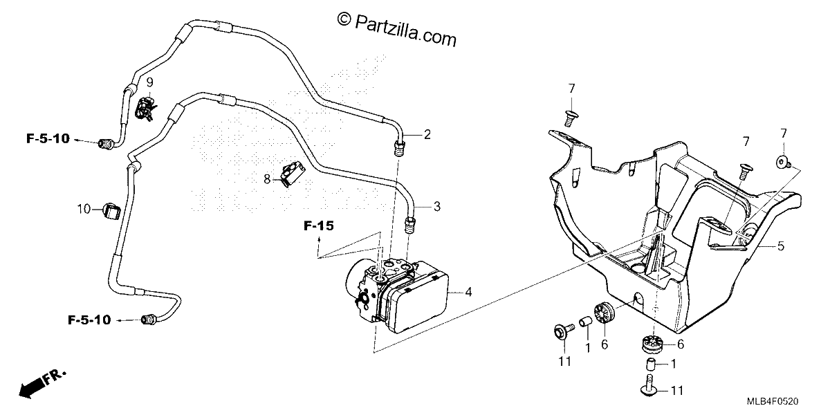 Diagrama de ABS MODULATOR BRAKE PIPE