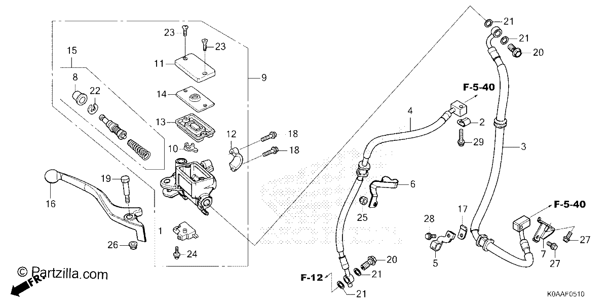 Diagrama de FRONT BRAKE MASTER CYLINDER
