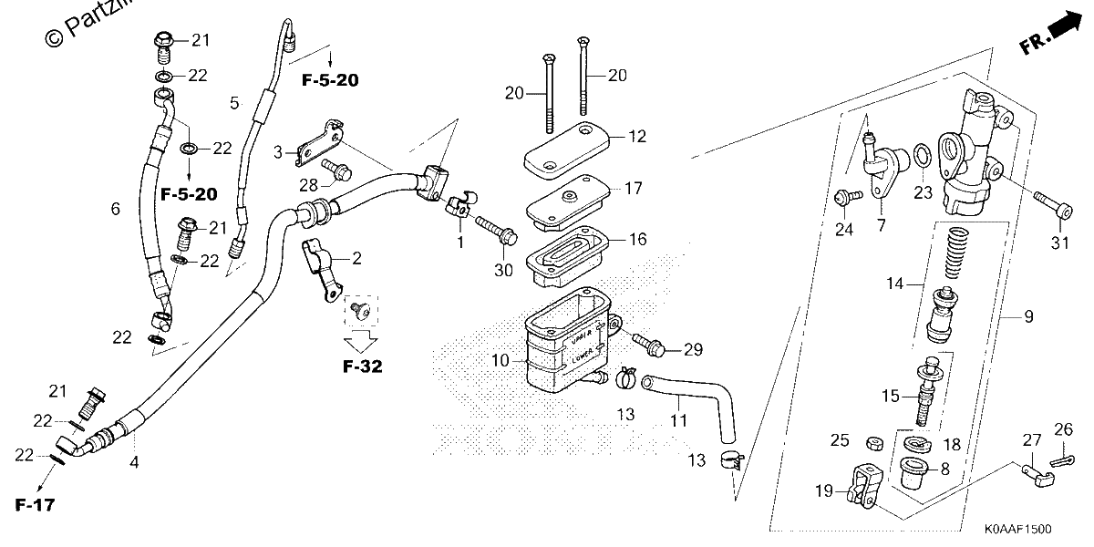 Diagrama de REAR BRAKE MASTER CYLINDER
