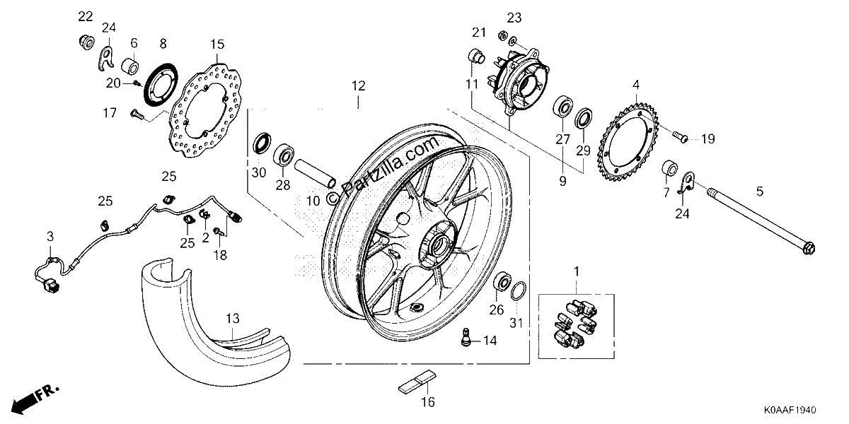 Diagrama de REAR WHEEL