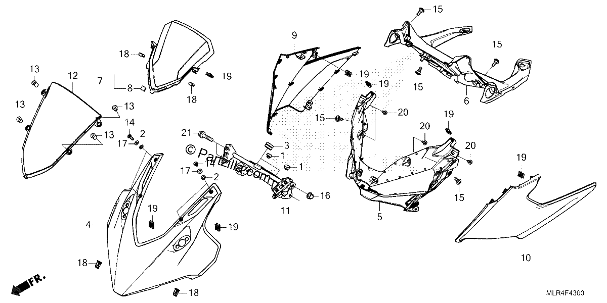 Diagrama de UPPER COWL