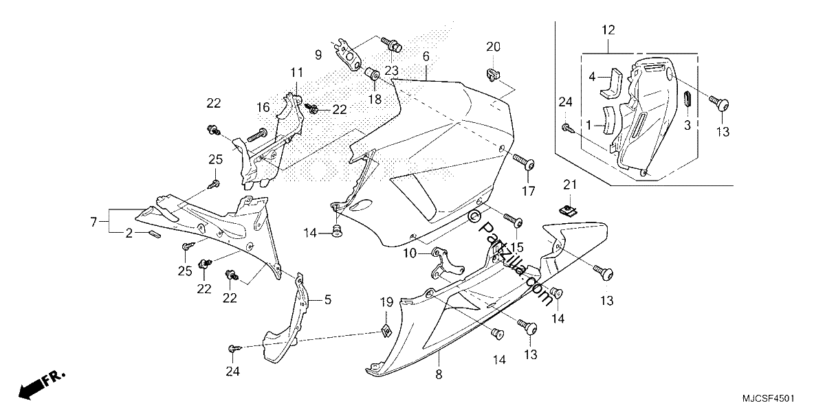 Diagrama de MIDDLE COWL LOWER COWL LEFT