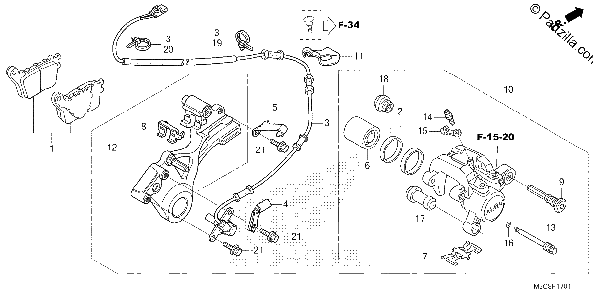 Diagrama de REAR BRAKE CALIPER 2
