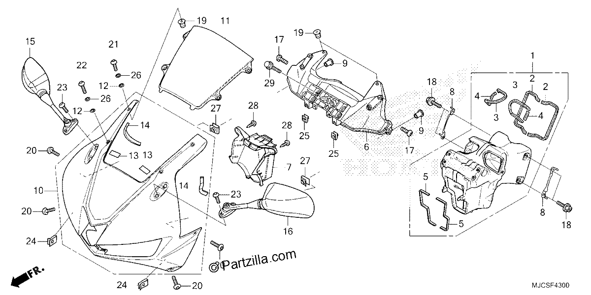 Diagrama de UPPER COWL MIRROR