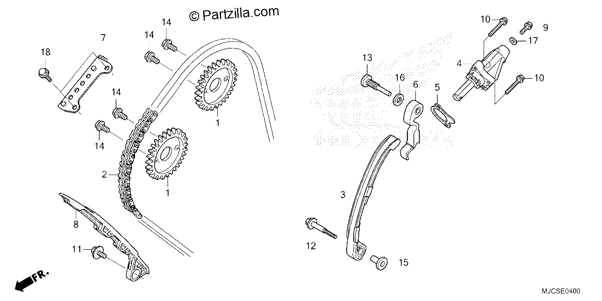 Diagrama de CAM CHAIN TENSIONER