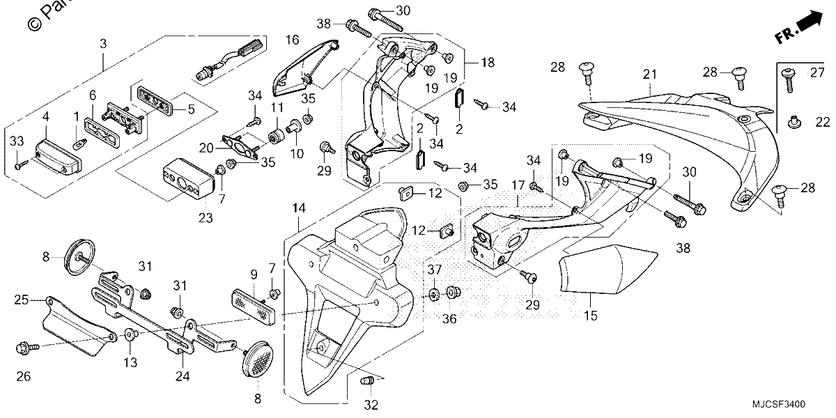 Diagrama de REAR FENDER LICENSE LIGHT