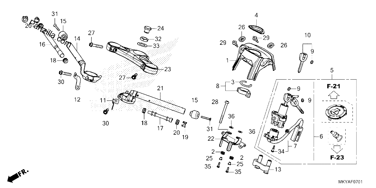 Diagrama de HANDLEBAR TOP BRIDGE CBR650RAC