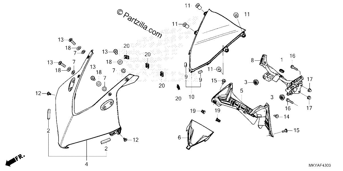 Diagrama de UPPER COWL