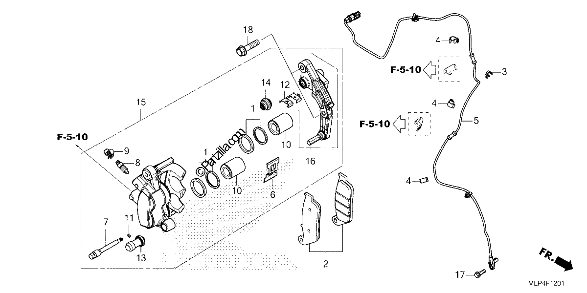 Diagrama de FRONT BRAKE CALIPER CL500AS