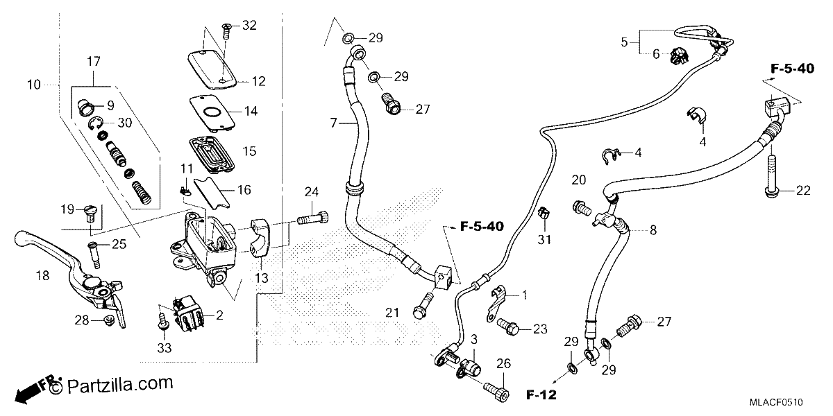 Diagrama de FRONT BRAKE MASTER CYLINDER