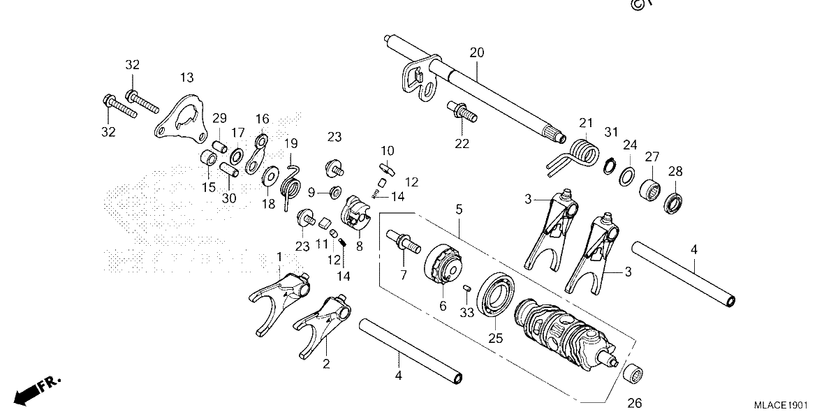 Diagrama de GEARSHIFT DRUM CMX1100D D2 D3