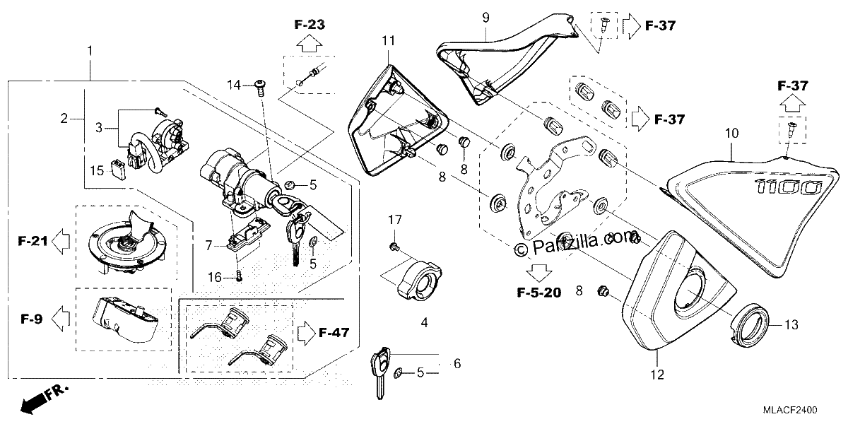 Diagrama de SIDE COVER COMBINATION SWITCH