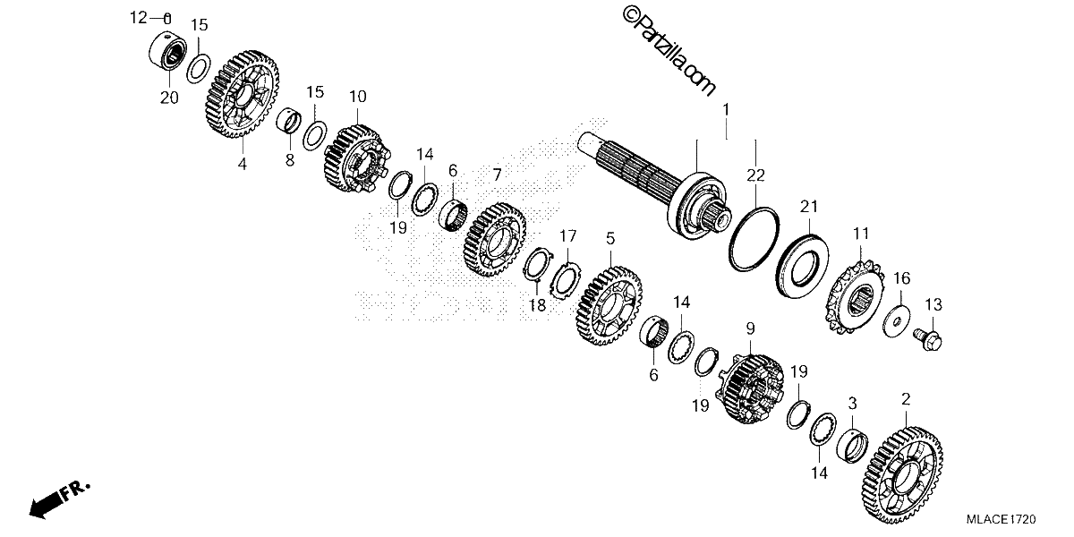 Diagrama de TRANSMISSION COUNTERSHAFT CMX1100D D2 D3