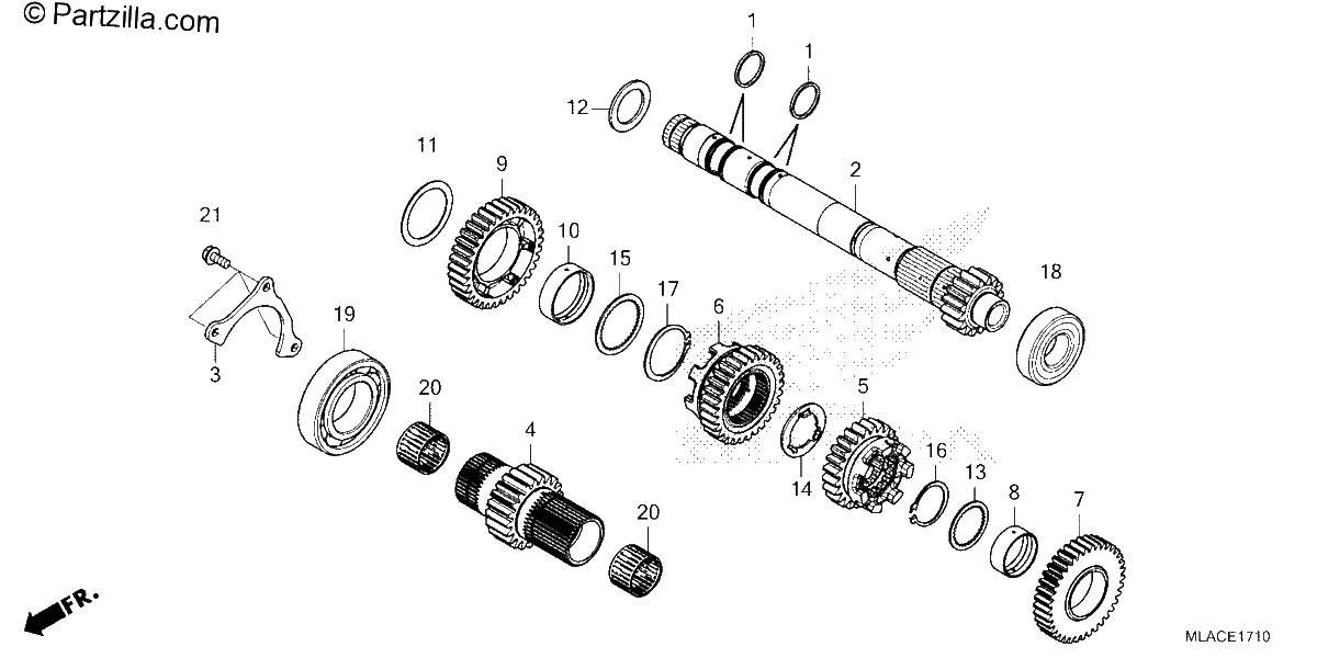 Diagrama de TRANSMISSION MAINSHAFT CMX1100D D2 D3