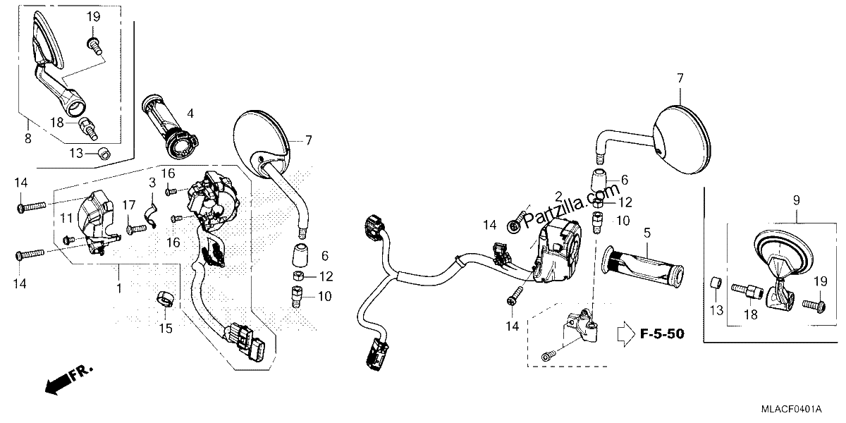 Diagrama de HANDLE SWITCH MIRROR CMX1100D D2 D3