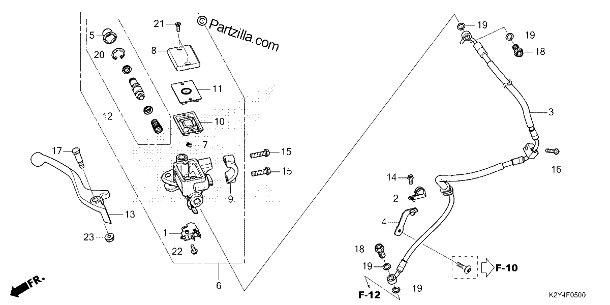 Diagrama de FRONT BRAKE MASTER CYLINDER CMX300