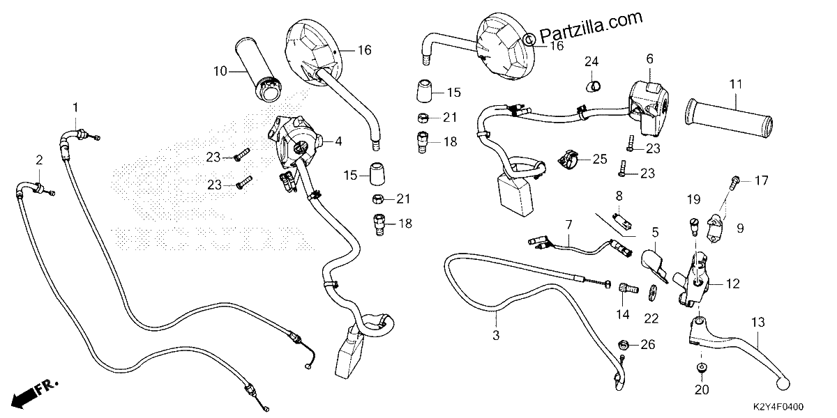 Diagrama de HANDLE LEVER SWITCH CABLE MIRROR