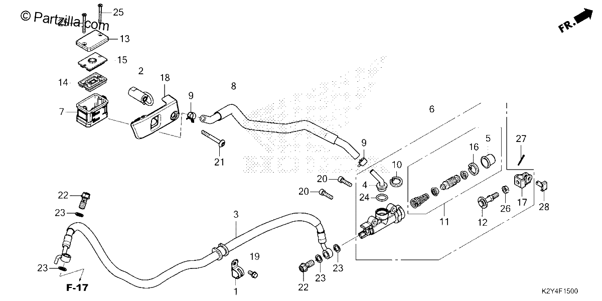 Diagrama de REAR BRAKE MASTER CYLINDER CMX300