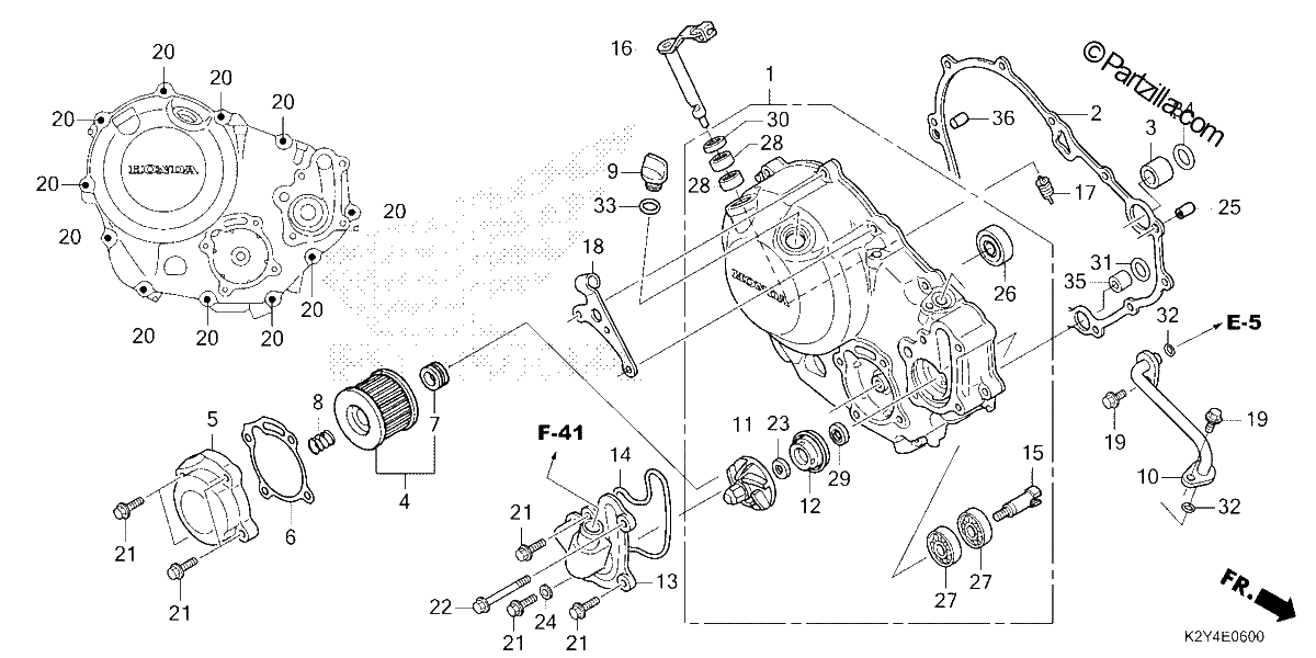 Diagrama de RIGHT CRANKCASE COVER