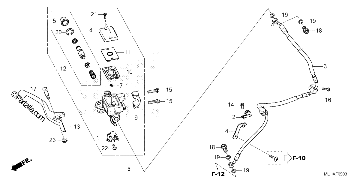Diagrama de FRONT BRAKE MASTER CYLINDER CMX500