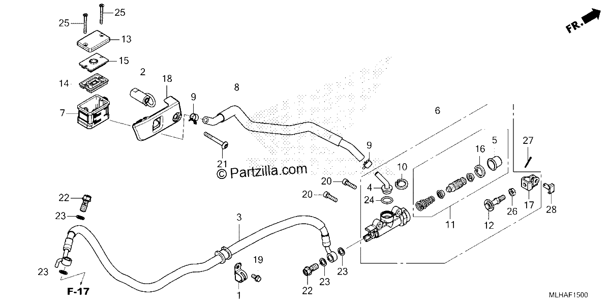 Diagrama de REAR BRAKE MASTER CYLINDER CMX500