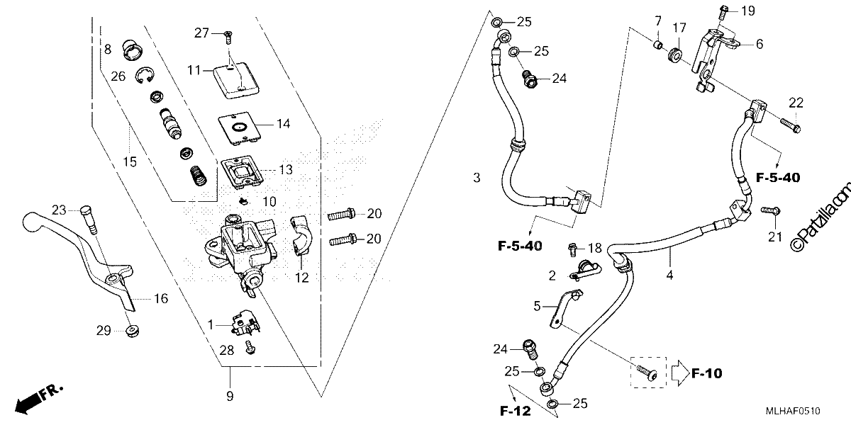 Diagrama de FRONT BRAKE MASTER CYLINDER CMX500A A2