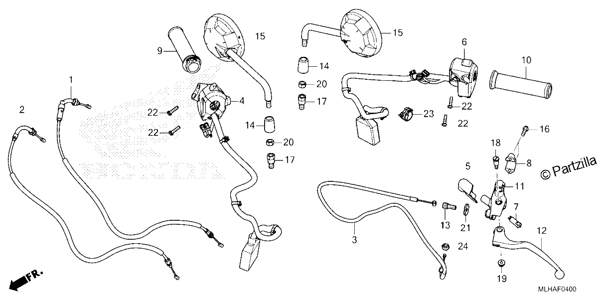 Diagrama de HANDLE LEVER SWITCH CABLE MIRROR