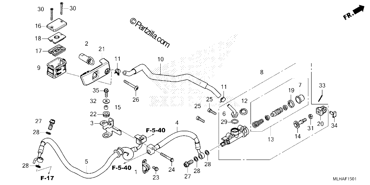 Diagrama de REAR BRAKE MASTER CYLINDER CMX500A A2