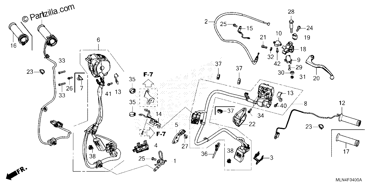 Diagrama de HANDLE LEVER SWITCH CABLE CRF1100A A4