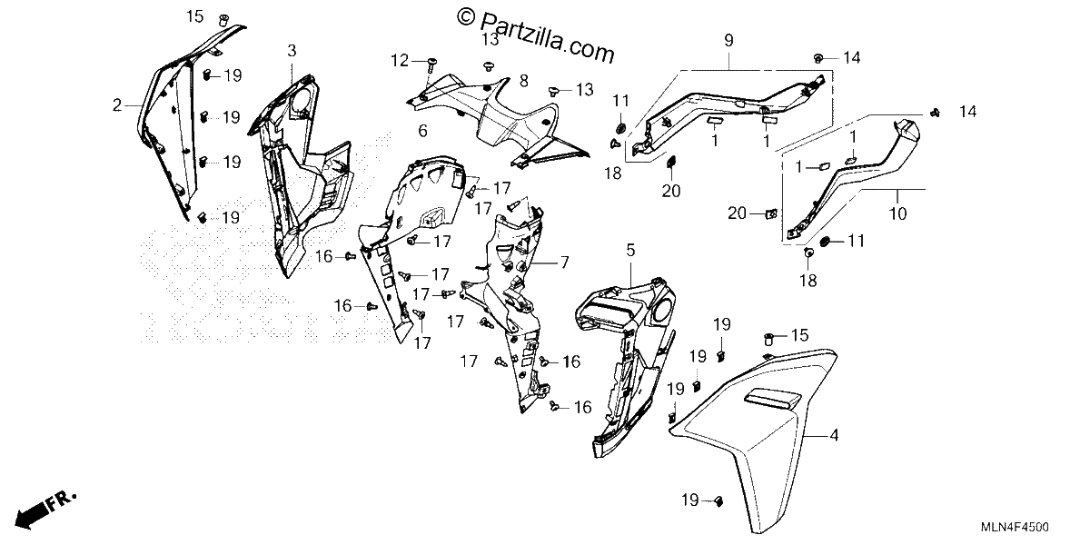 Diagrama de MIDDLE COWL CRF1100A D
