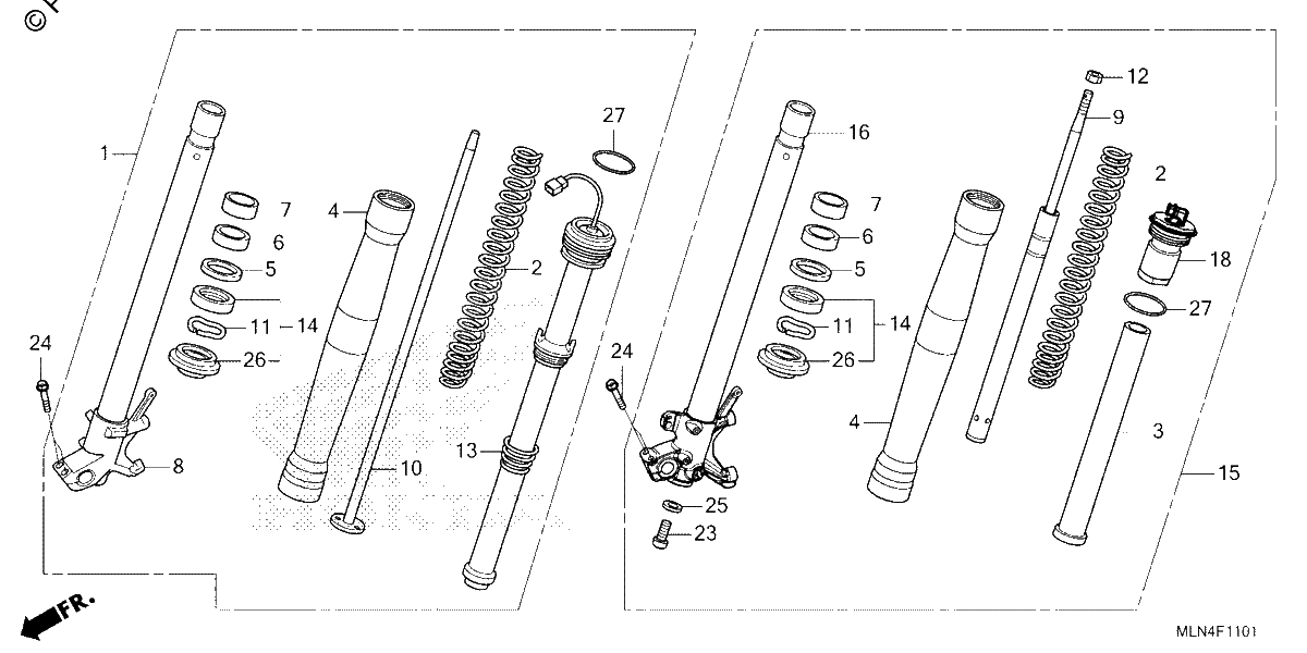 Diagrama de FRONT FORK CRF1100A4 D4