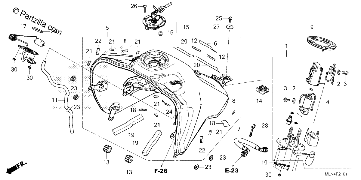 Diagrama de FUEL TANK FUEL PUMP CRF1100A4 D4