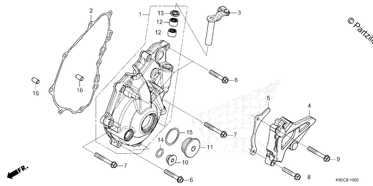Diagrama de LEFT CRANKCASE COVER CRF250R CRF250RX