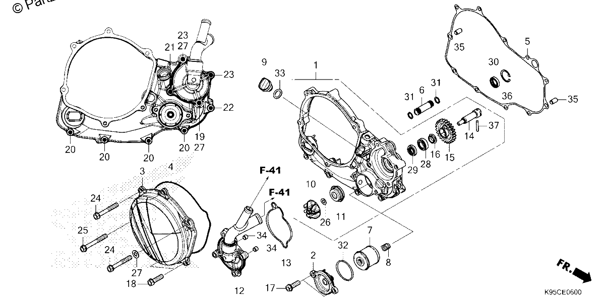 Diagrama de RIGHT CRANKCASE COVER WATER PUMP