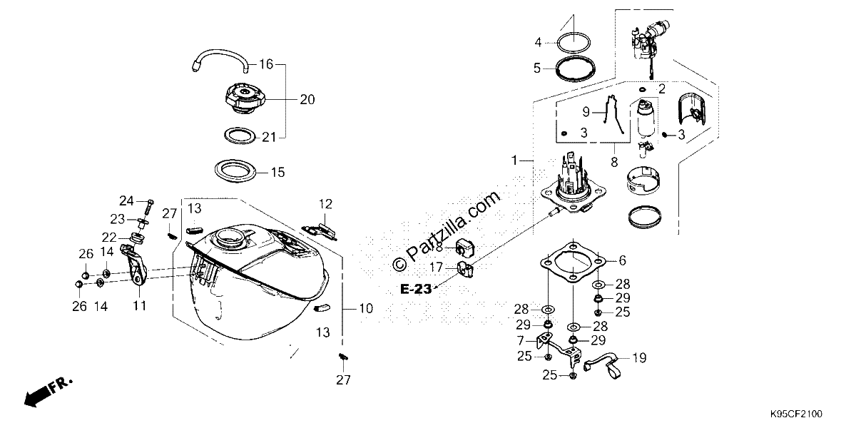 Diagrama de FUEL TANK CRF250R CRF250RWE