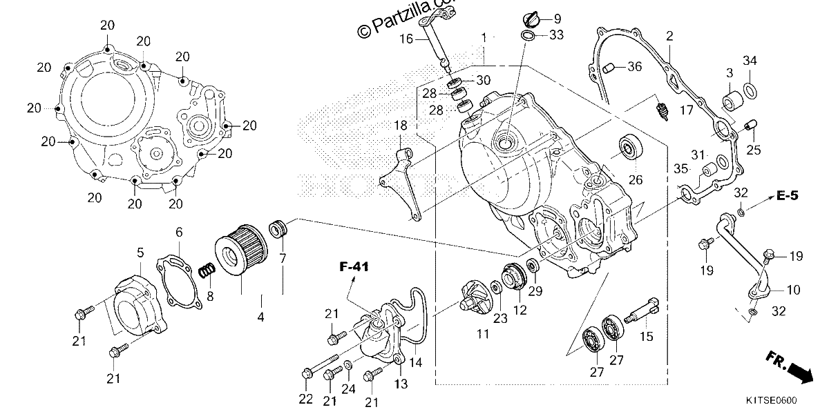Diagrama de RIGHT CRANKCASE COVER