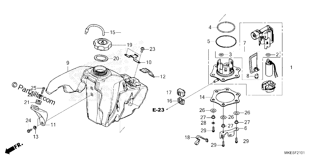 Diagrama de FUEL TANK CRF450RX