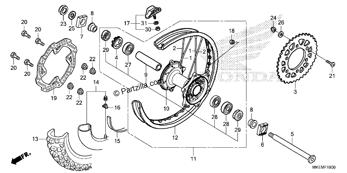 Diagrama de REAR WHEEL