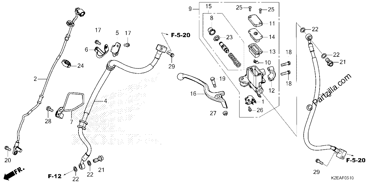Diagrama de FRONT BRAKE MASTER CYLINDER
