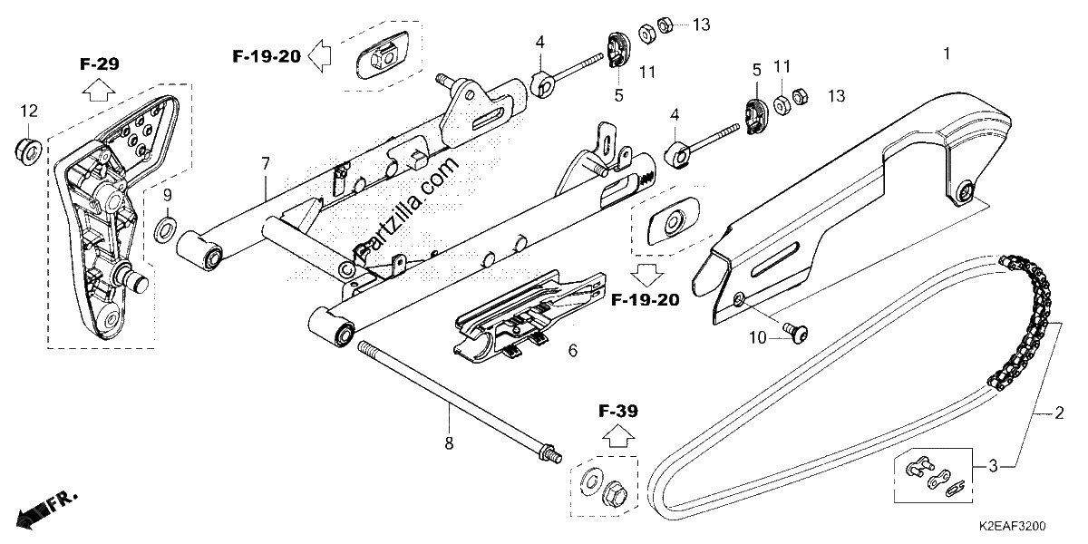 Diagrama de SWINGARM CHAIN CASE